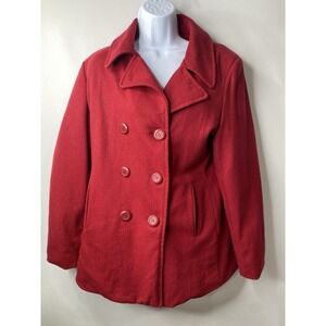 Columbia Womens Wool Blend Pea Coat Size Medium Festive Christmas Holidays Warm